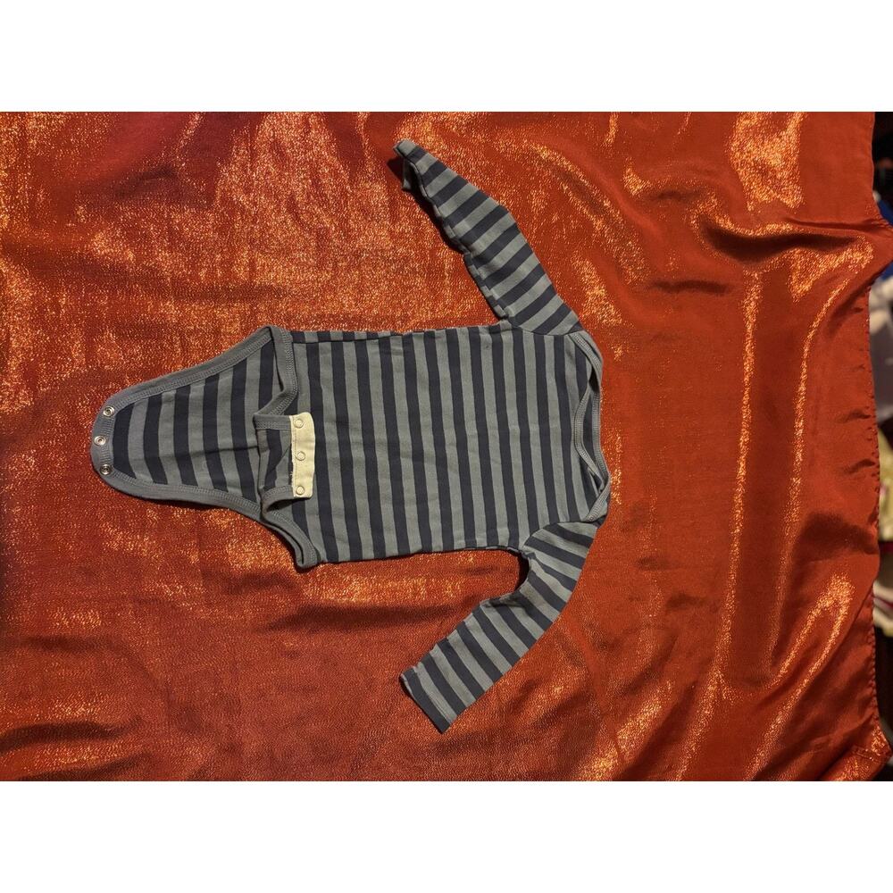 Carters Bodysuit Baby Boys 18M Gray Navy Striped Long Sleeve Easy Snap Cotton